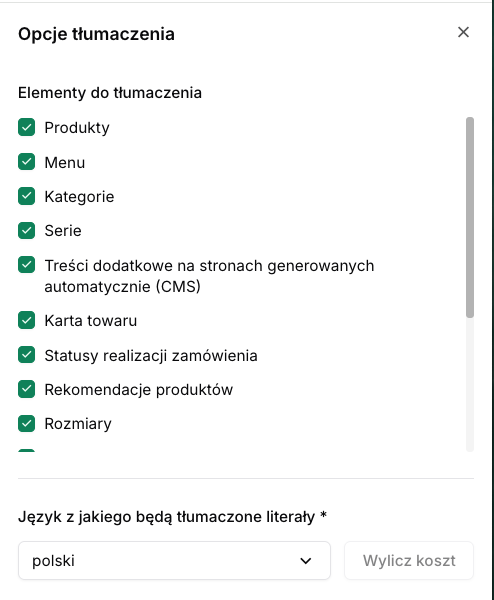opcje tłumaczenia