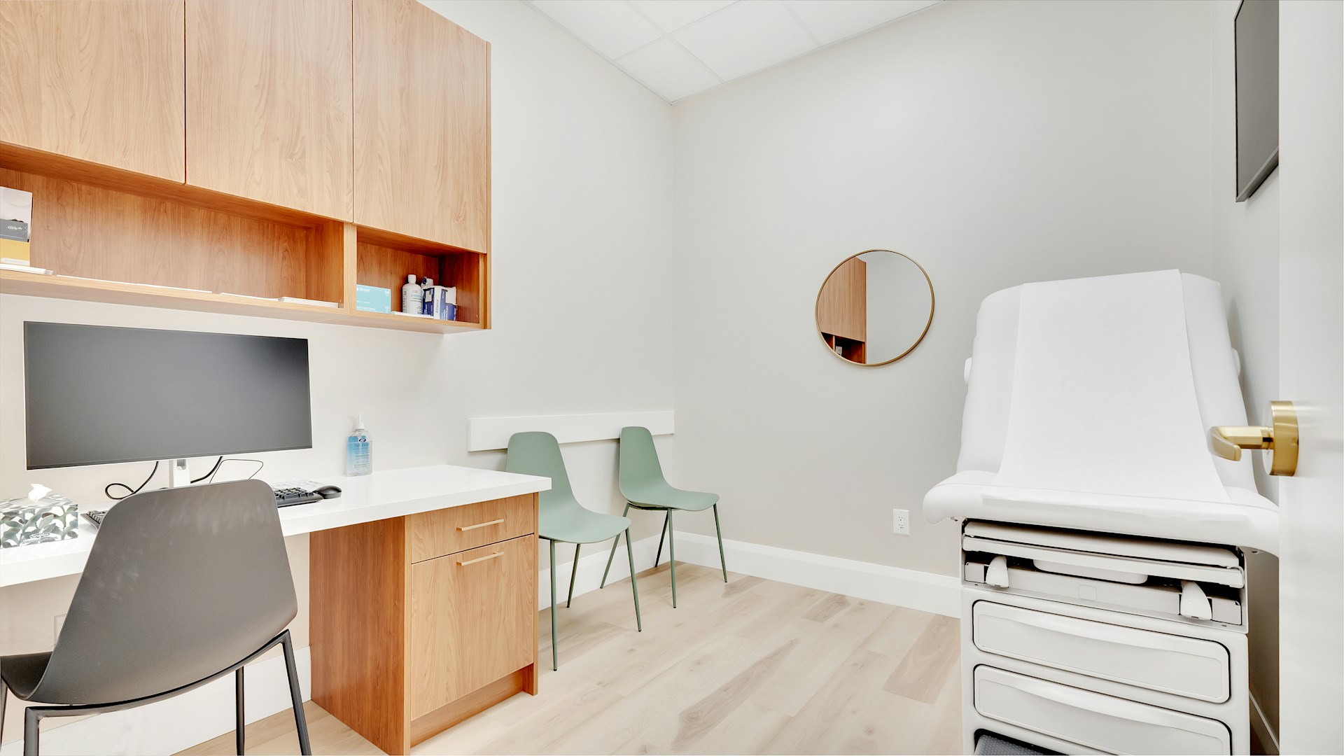 Tray with plant, two stones, and a bowl of salt