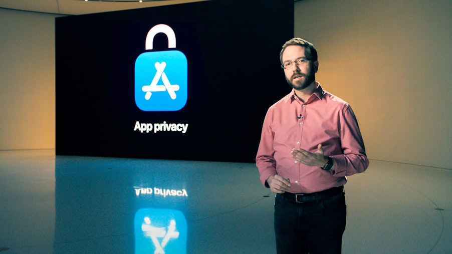 In this still from the 2020 Apple Worldwide Developers Conference (WWDC) keynote video, Apple’s Erik Neuenschwander speaks at Apple Park in Cupertino, California. WWDC.