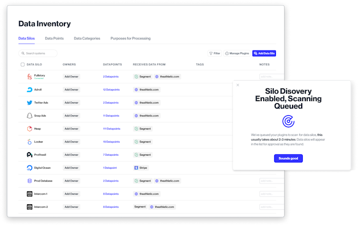 A screenshot of Transcend Data Mapping