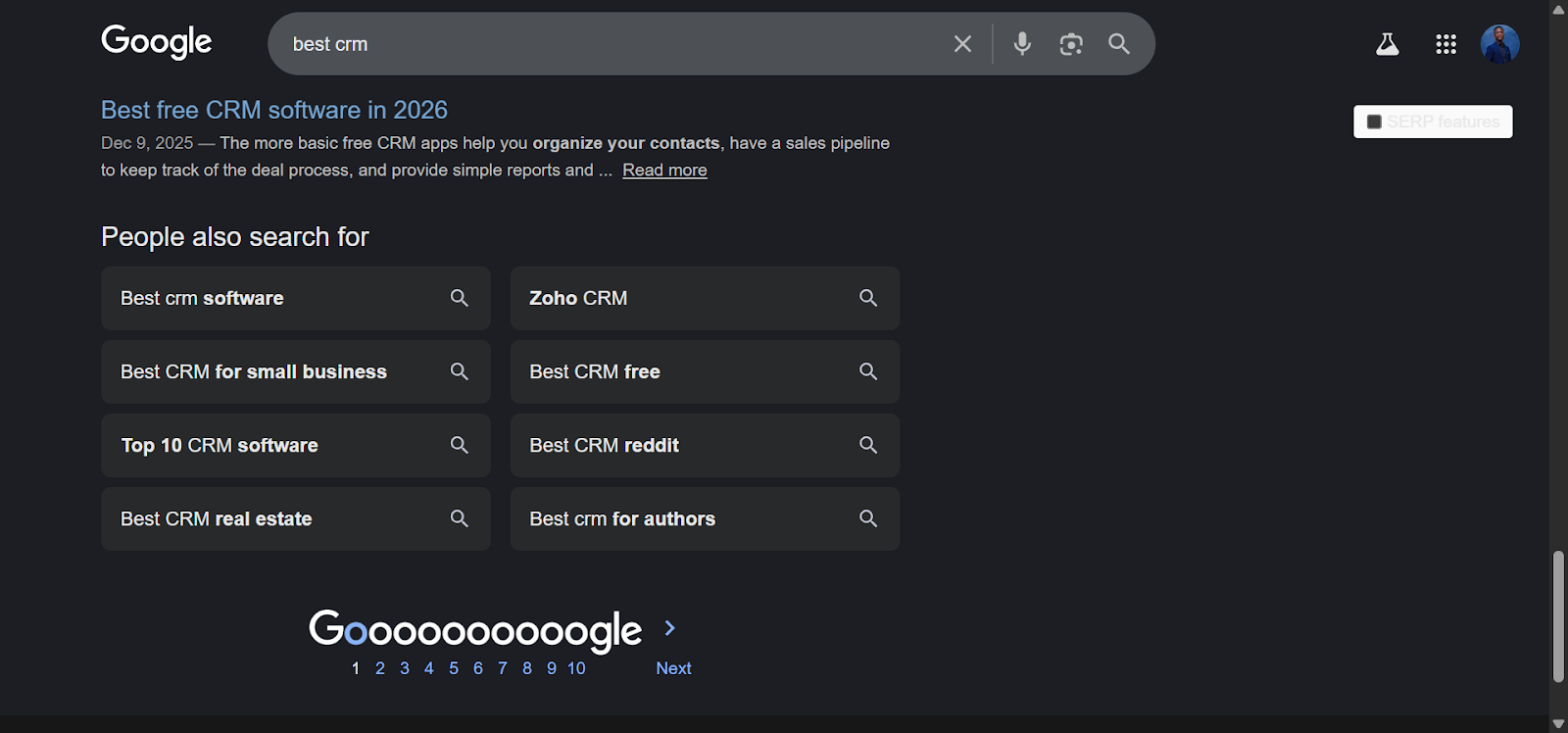 [Screenshot: Related searches section at bottom of Google SERP]