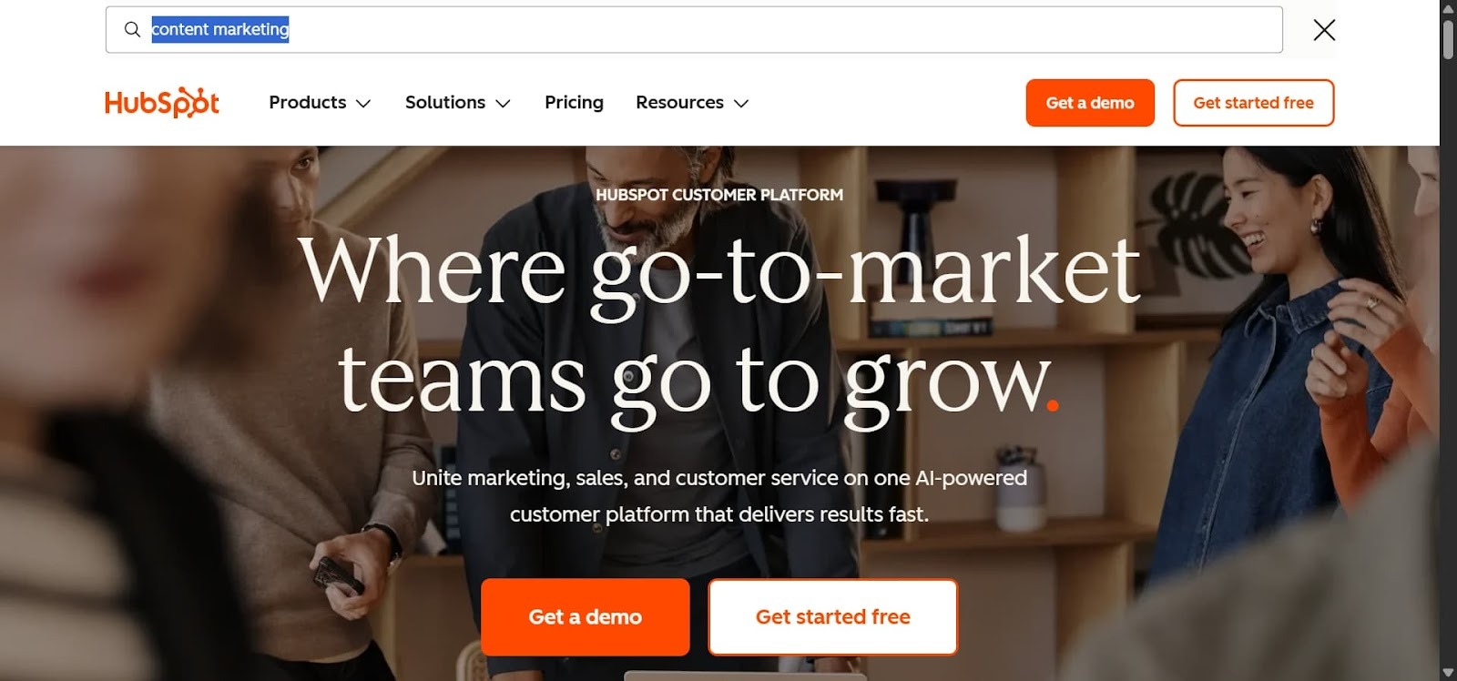 [Screenshot: Using a website's internal search function to find keyword-related content]