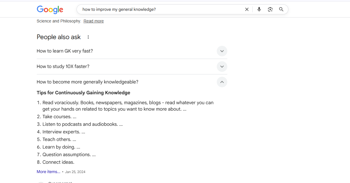 [Screenshot: Google search results showing "People also ask" section expanded with related questions]