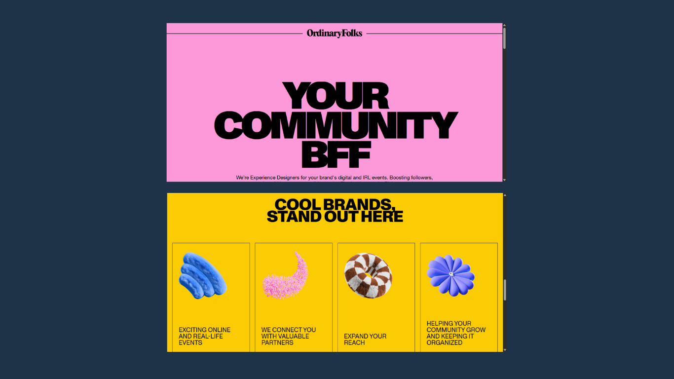 [SCREENSHOT: Example single-page site section showing product screenshot with annotation callouts explaining key features]