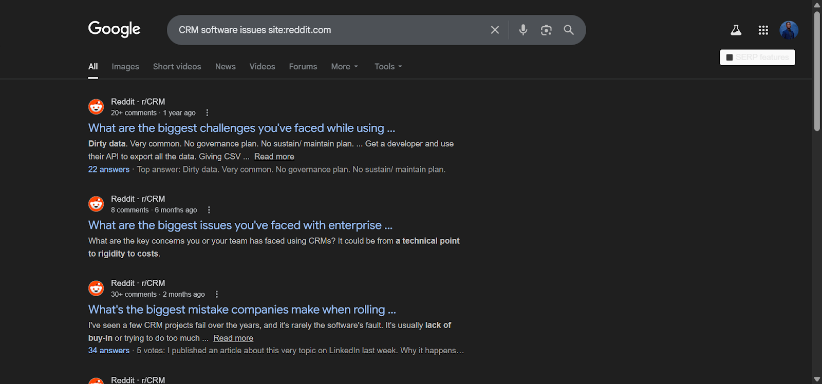 [Screenshot placeholder: Reddit search showing pain point discussions]