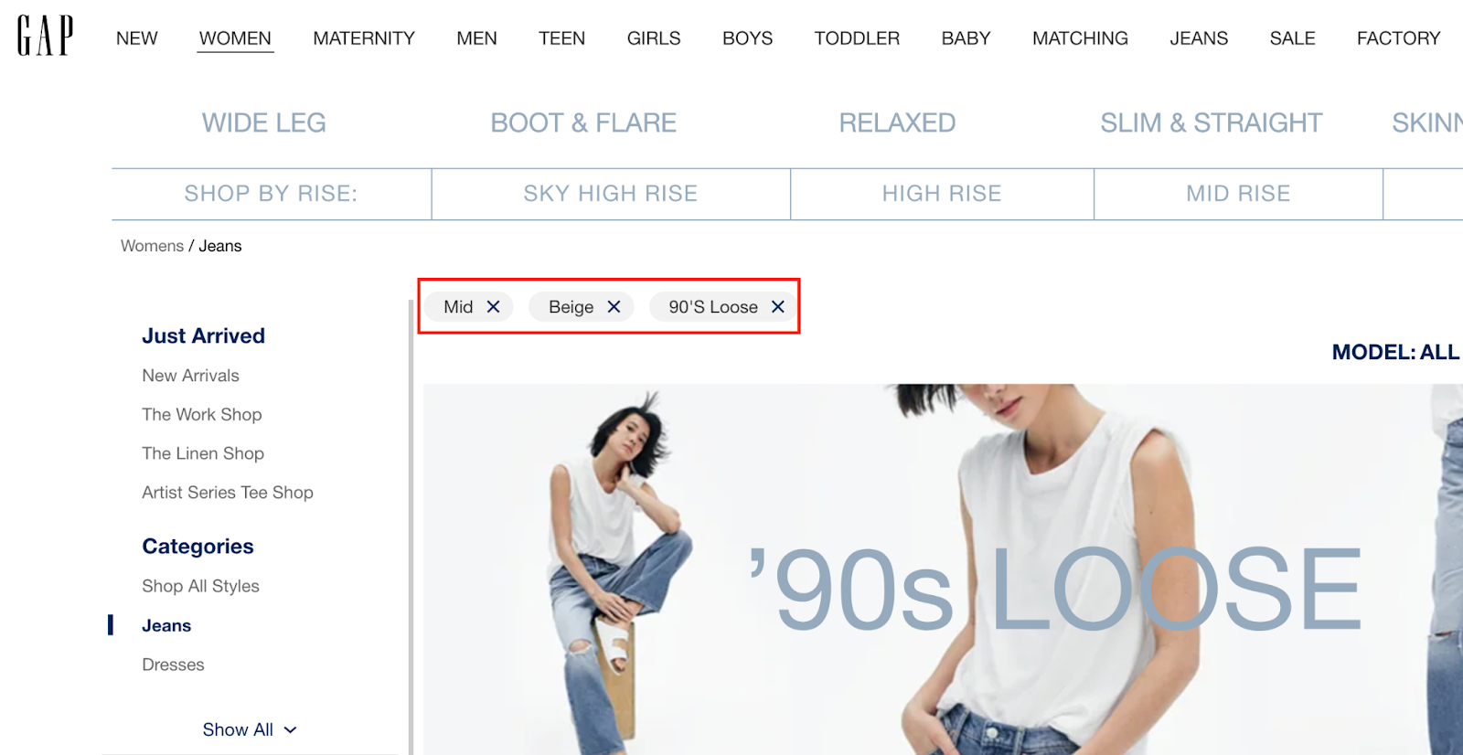 [Screenshot: Breadcrumb navigation showing filtered path]