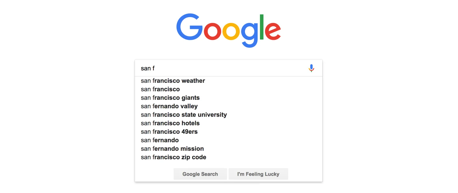 [Screenshot: Google search bar showing autocomplete suggestions]