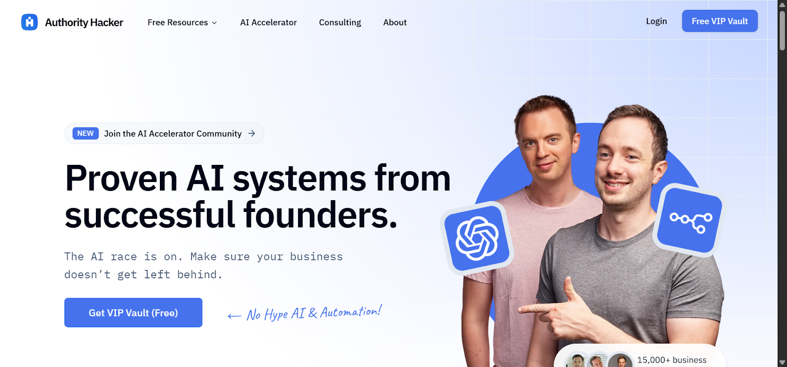[Screenshot: Authority Hacker homepage showing direct links to key content pages]