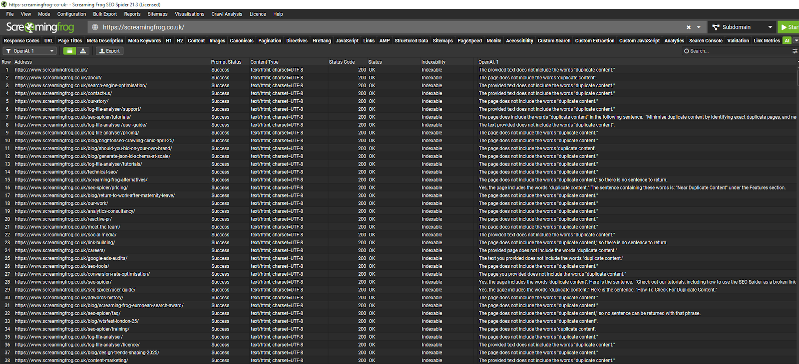 [Screenshot: Screaming Frog visualization showing healthy vs. problematic internal link structures]