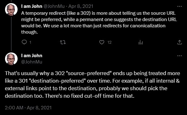 [Screenshot: John Mueller Reddit comment about fixing internal links and redirects]