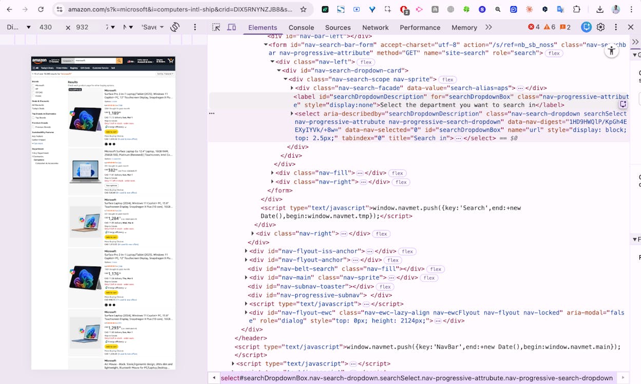 Screenshot: HTML inspector view of a faceted navigation element showing an  link in the source code, proving the filter generates a crawlable URL