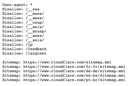 Screenshot: A robots.txt file with the Sitemap directive highlighted