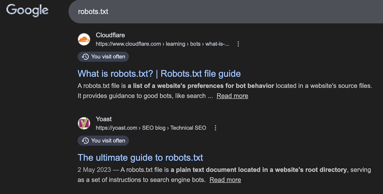 Screenshot: Google SERP for a keyword showing the top results — noting the content type of each (blog, tool, video, etc.)
