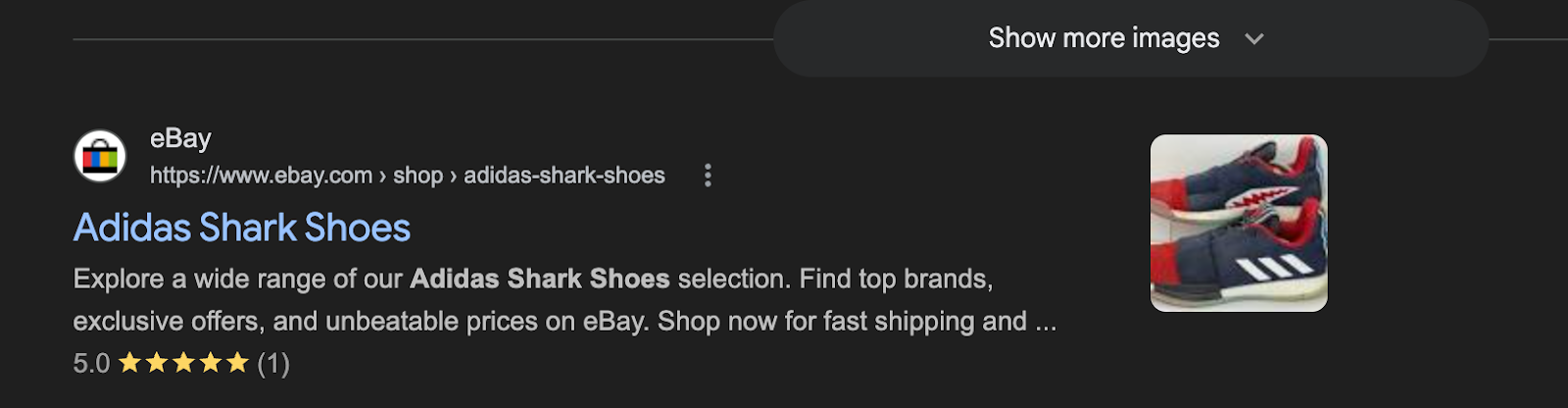 Screenshot: Google SERP showing a rich snippet with star ratings and review count