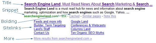 Screenshot: Google SERP result showing sitelinks derived from a table of contents