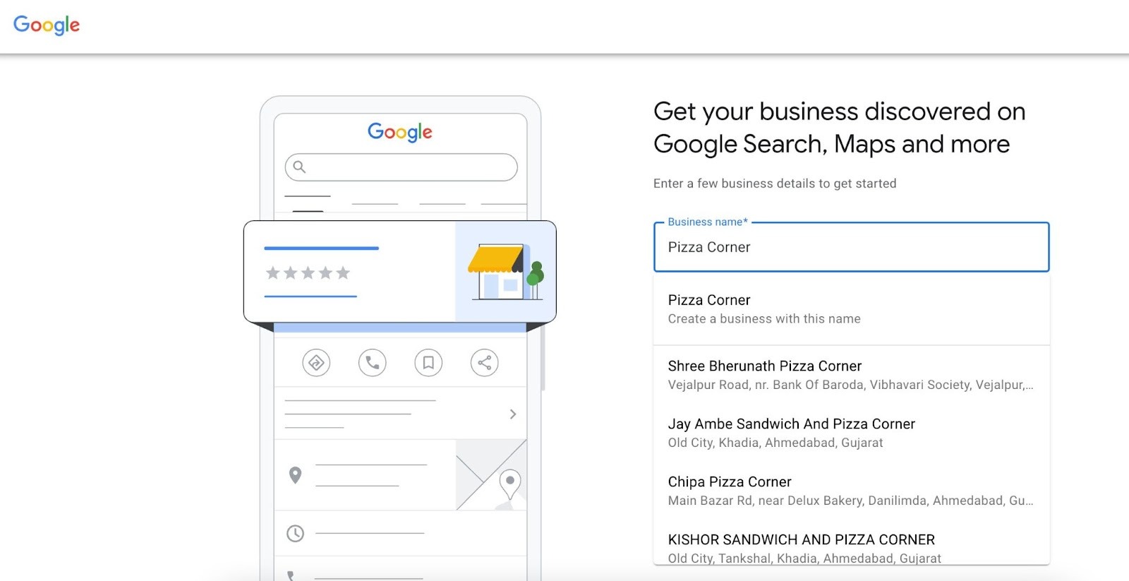 [Screenshot: Google Business Profile category selection dropdown]