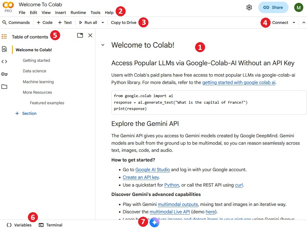 [Screenshot: Google Colab interface showing the &ldquo;Run all&rdquo; option in the Runtime menu and the file upload widget below the code cells]