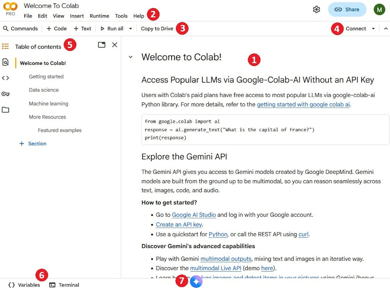 [Screenshot: Google Colab interface showing the &ldquo;Run all&rdquo; option in the Runtime menu and the file upload widget below the code cells]