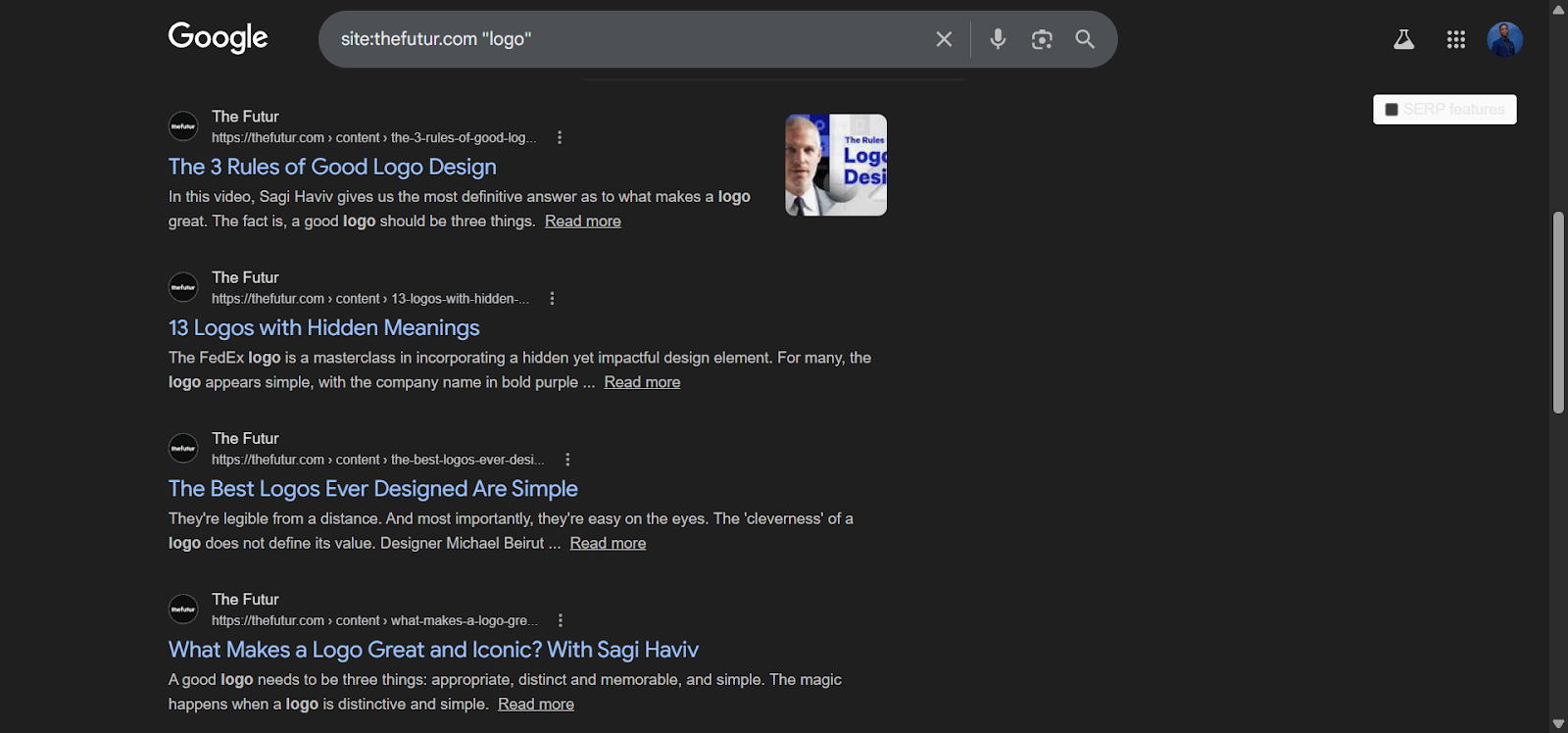 [Screenshot: Google search results for a site: query showing multiple pages from the same domain about the same topic]