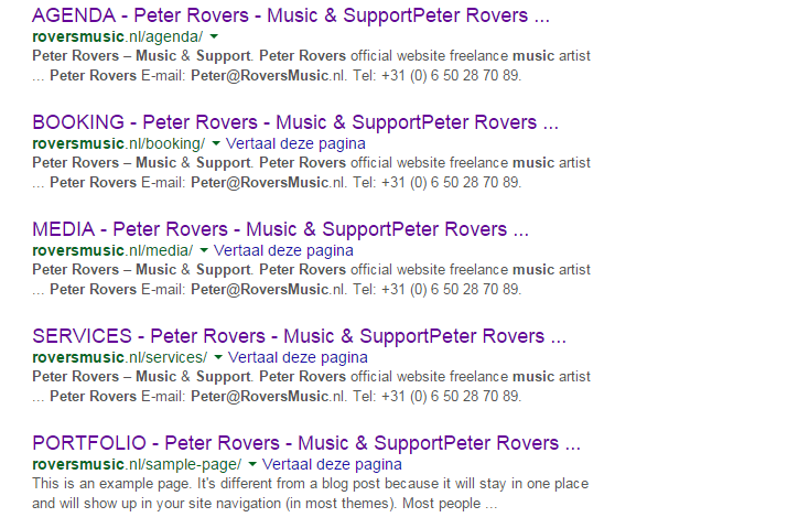 [Screenshot: Google search results with &filter=0 appended to the URL, showing multiple results from the same domain in the top 20]