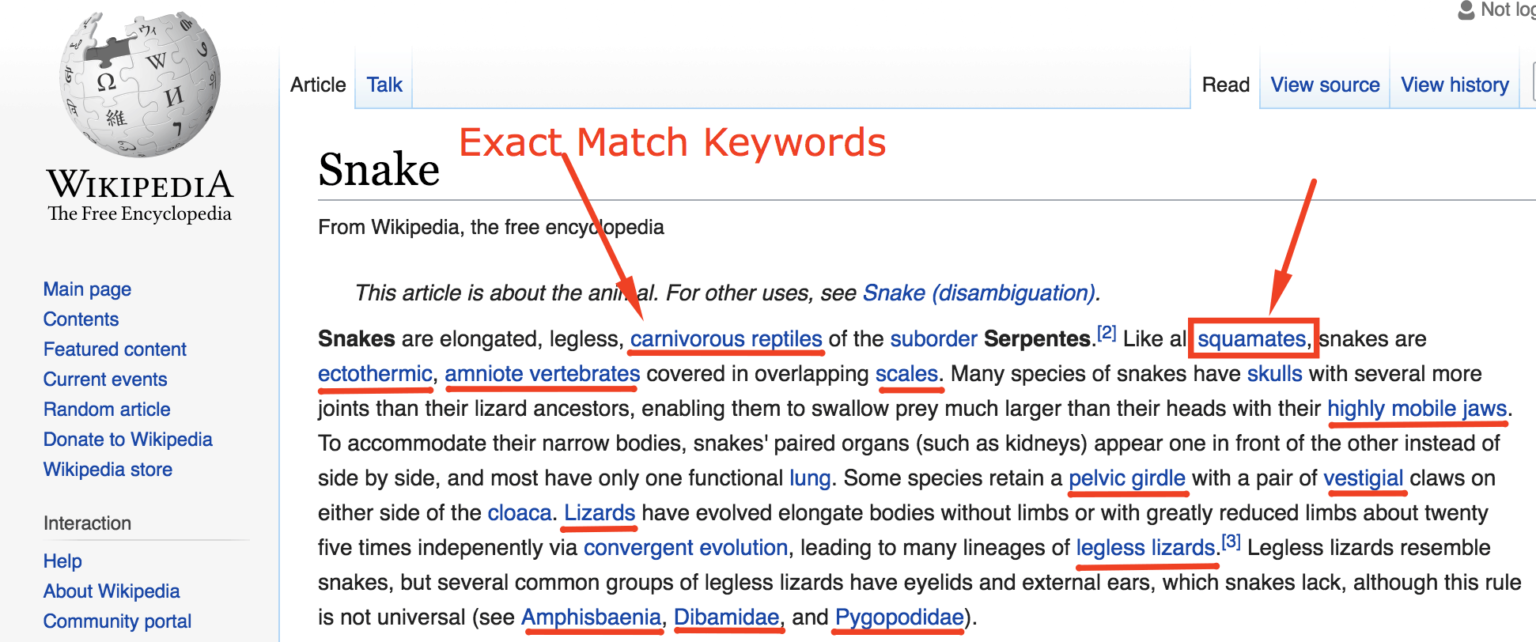 [Screenshot: Anchor text report showing suspicious exact-match keyword anchors]