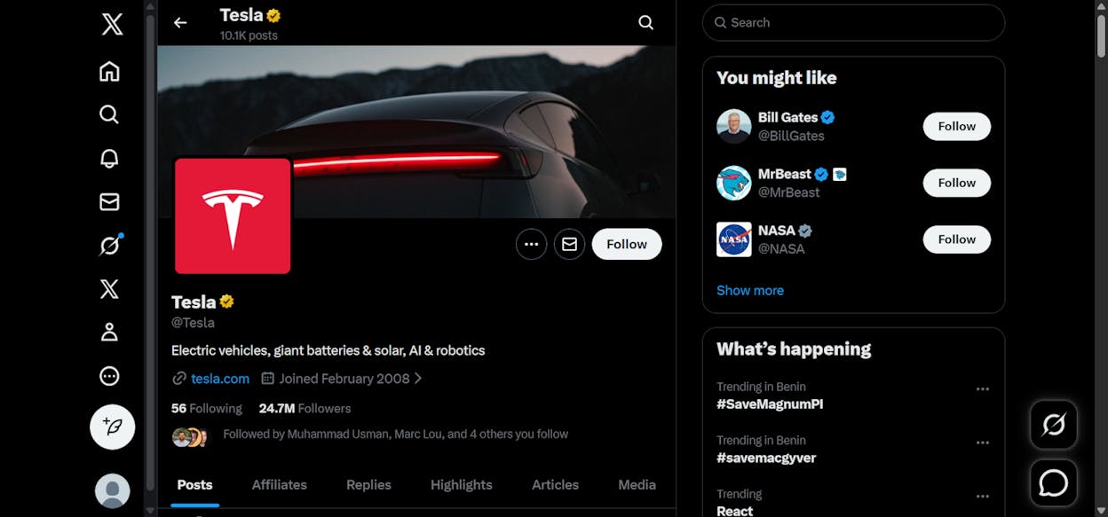[Screenshot: A company&rsquo;s Twitter/X profile showing the website link in the bio section]