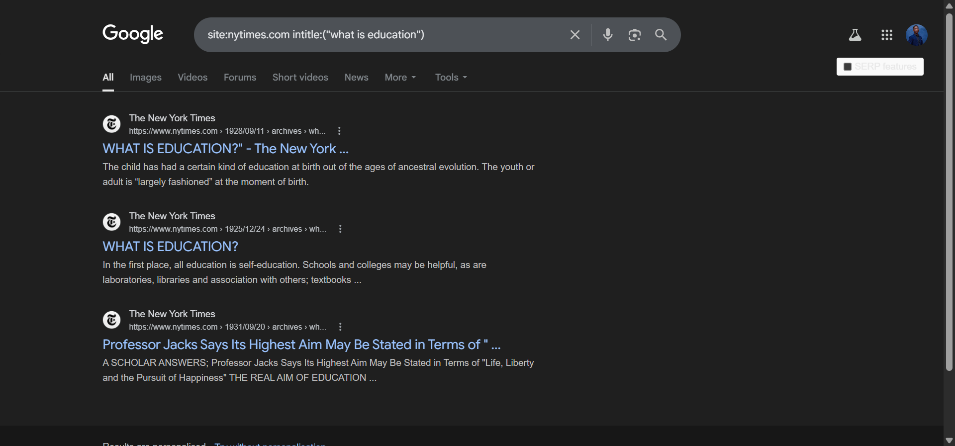 [Screenshot: Google results showing count of &ldquo;what is/what are&rdquo; posts from a competitor]