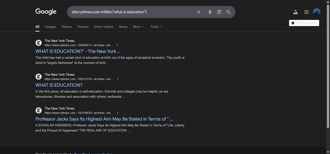 [Screenshot: Google results showing count of &ldquo;what is/what are&rdquo; posts from a competitor]