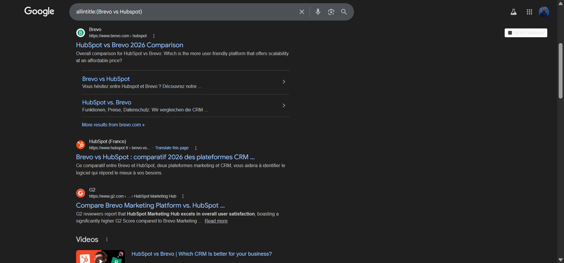 [Screenshot: Google results showing competitor comparison and alternative articles]