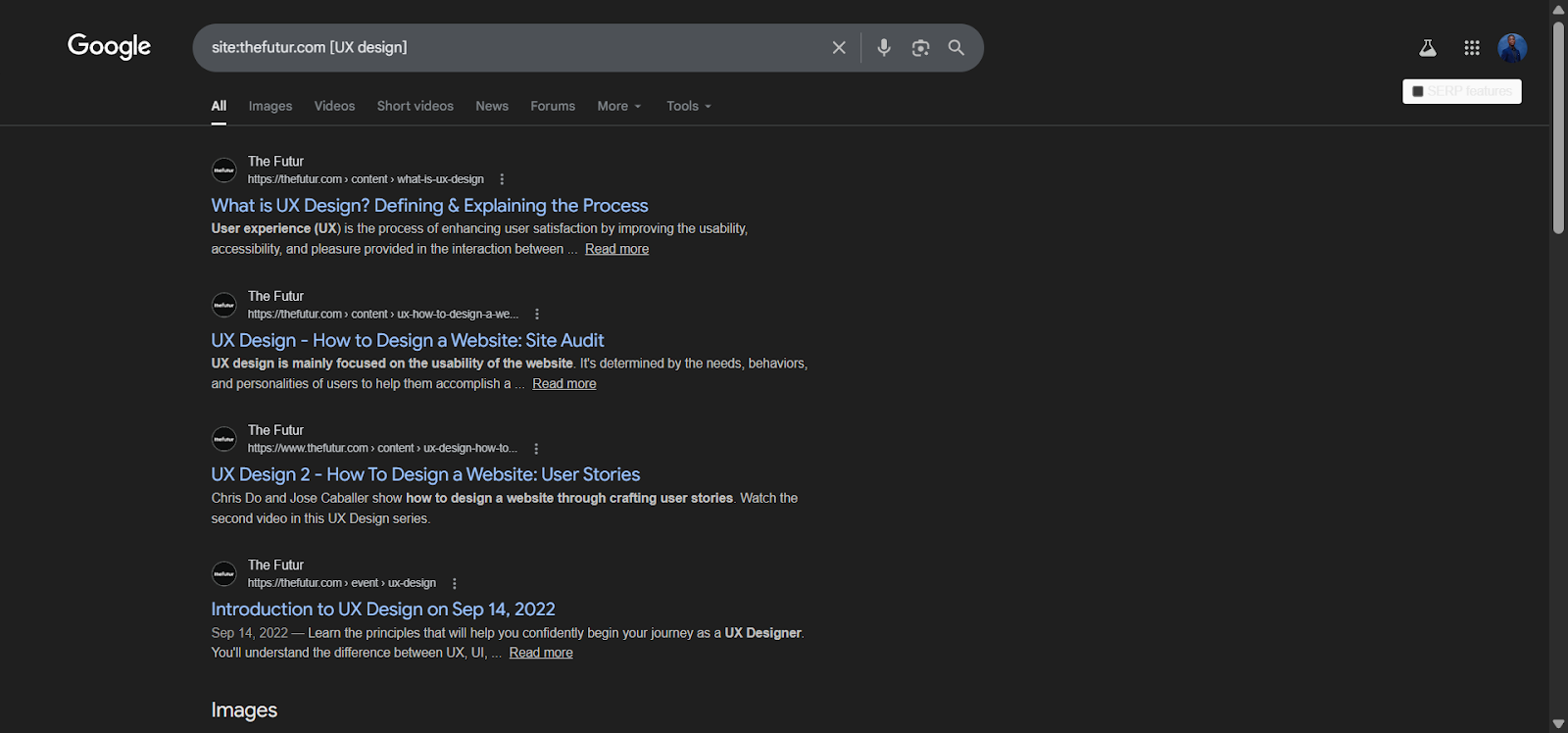 [Screenshot: Google site: search checking if a page about a specific topic already exists]