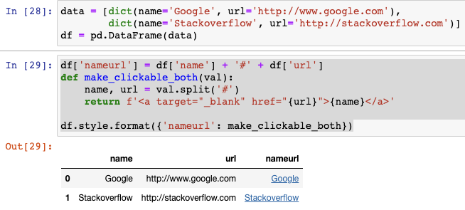 [Screenshot: The resulting DataFrame in Google Colab showing top pages with clicks, impressions, CTR, and position]