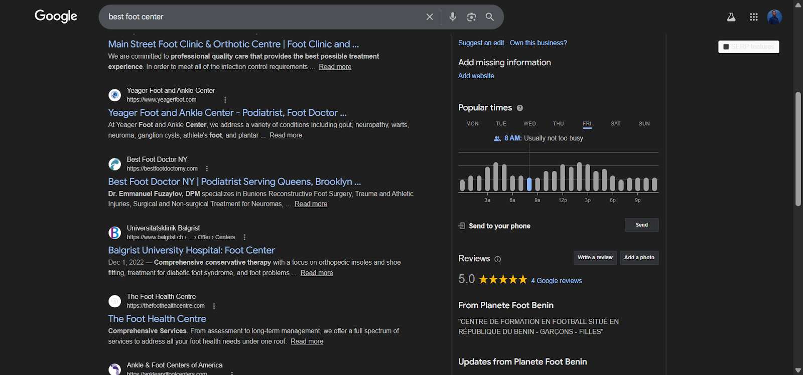 [Screenshot: Google SERP showing multi-page sites dominating a keyword result]