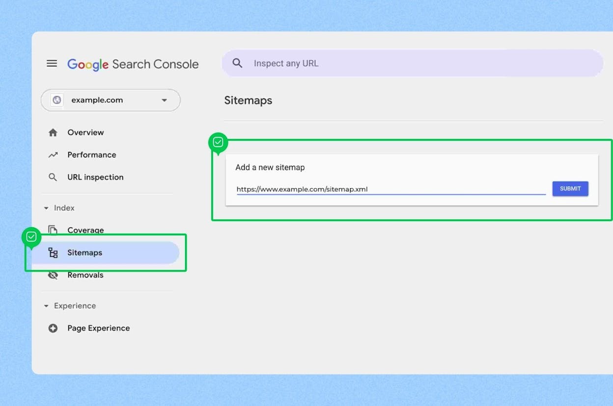 [Screenshot: Google Search Console Sitemaps page showing a submitted sitemap with &ldquo;Success&rdquo; status]