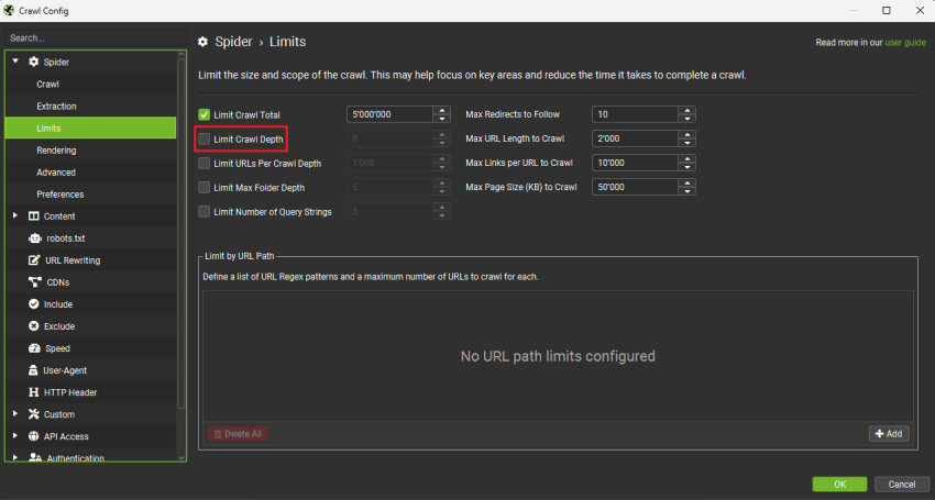 [Screenshot: Screaming Frog crawl configuration screen with &ldquo;Follow Internal Links&rdquo; highlighted]