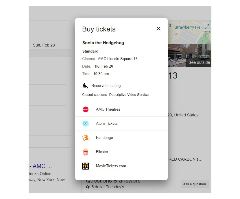 [Screenshot: Google search result showing an event snippet with date, location, and ticket information]