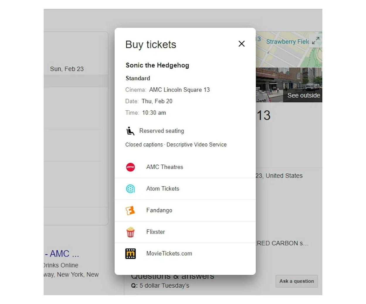 [Screenshot: Google search result showing an event snippet with date, location, and ticket information]