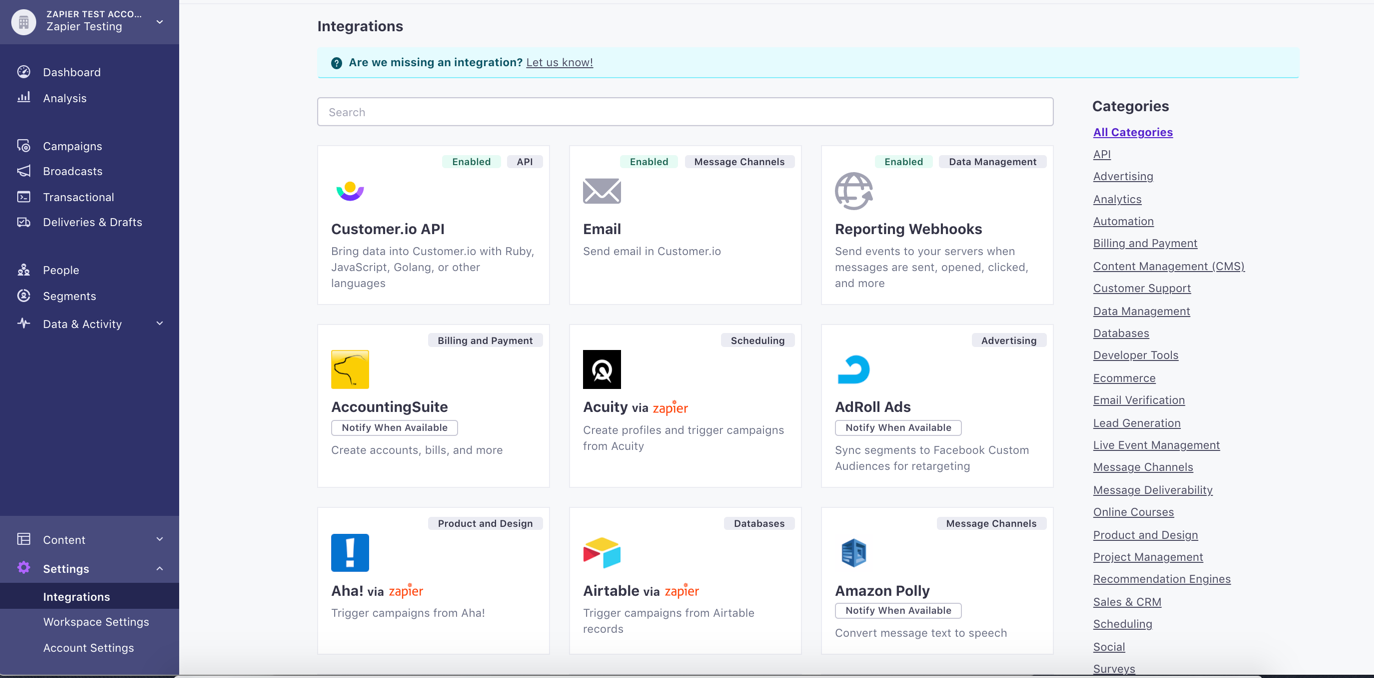 [Screenshot: Zapier&rsquo;s app directory page showing the consistent template structure with app-specific data for each integration]
