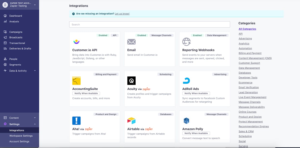 [Screenshot: Zapier&rsquo;s app directory page showing the consistent template structure with app-specific data for each integration]