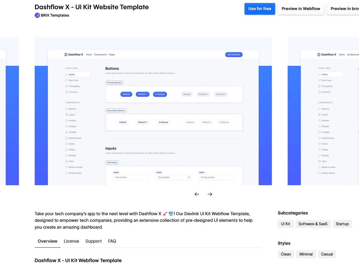 [Screenshot: Webflow&rsquo;s template directory showing template cards with previews and clone buttons]