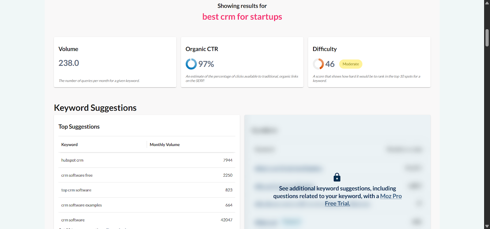 [Screenshot: Keyword research tool showing matching terms report with keyword patterns visible&mdash;cost of living keywords with location variations]