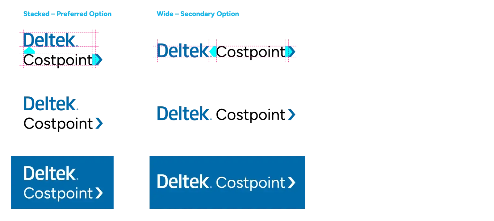 [Screenshot: Example of a brand style guide showing old vs. new identity elements]