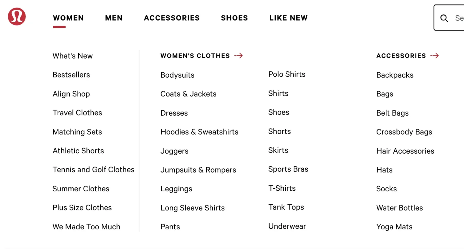 [Screenshot: Example of a CLP on a major retailer like ASOS&mdash;showing a page with links to subcategories like &ldquo;Dresses,&rdquo; &ldquo;Tops,&rdquo; &ldquo;Jeans&rdquo; rather than individual products]
