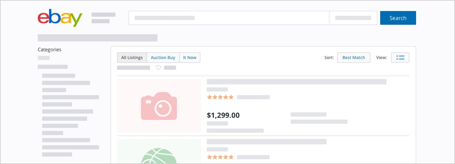[Screenshot: Example of eBay or similar retailer showing excessive SEO text at the bottom of a category page&mdash;paragraph after paragraph that clearly nobody reads]
