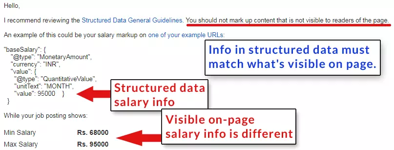 [Screenshot: Google&rsquo;s documentation warning against using review structured data on category pages]