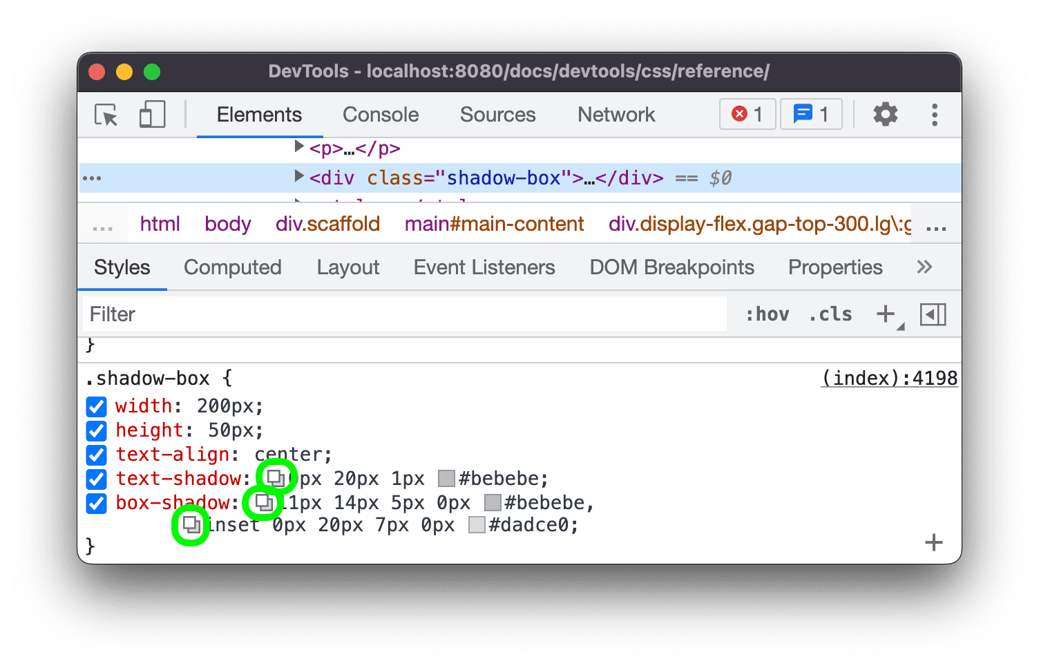 [Screenshot: a browser&rsquo;s developer tools showing the computed max-width of a blog content area]