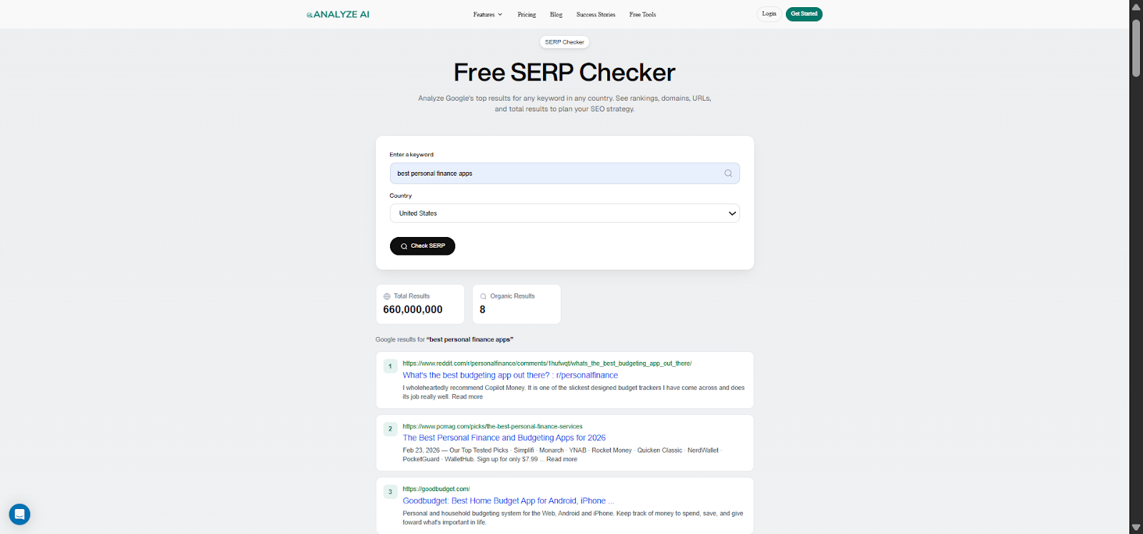 [Screenshot: SERP Checker results for a &ldquo;best [product]&rdquo; keyword showing domain authority scores of the top 10 results]