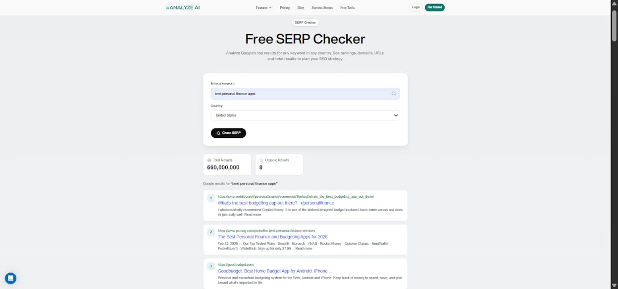 [Screenshot: SERP Checker results for a &ldquo;best [product]&rdquo; keyword showing domain authority scores of the top 10 results]