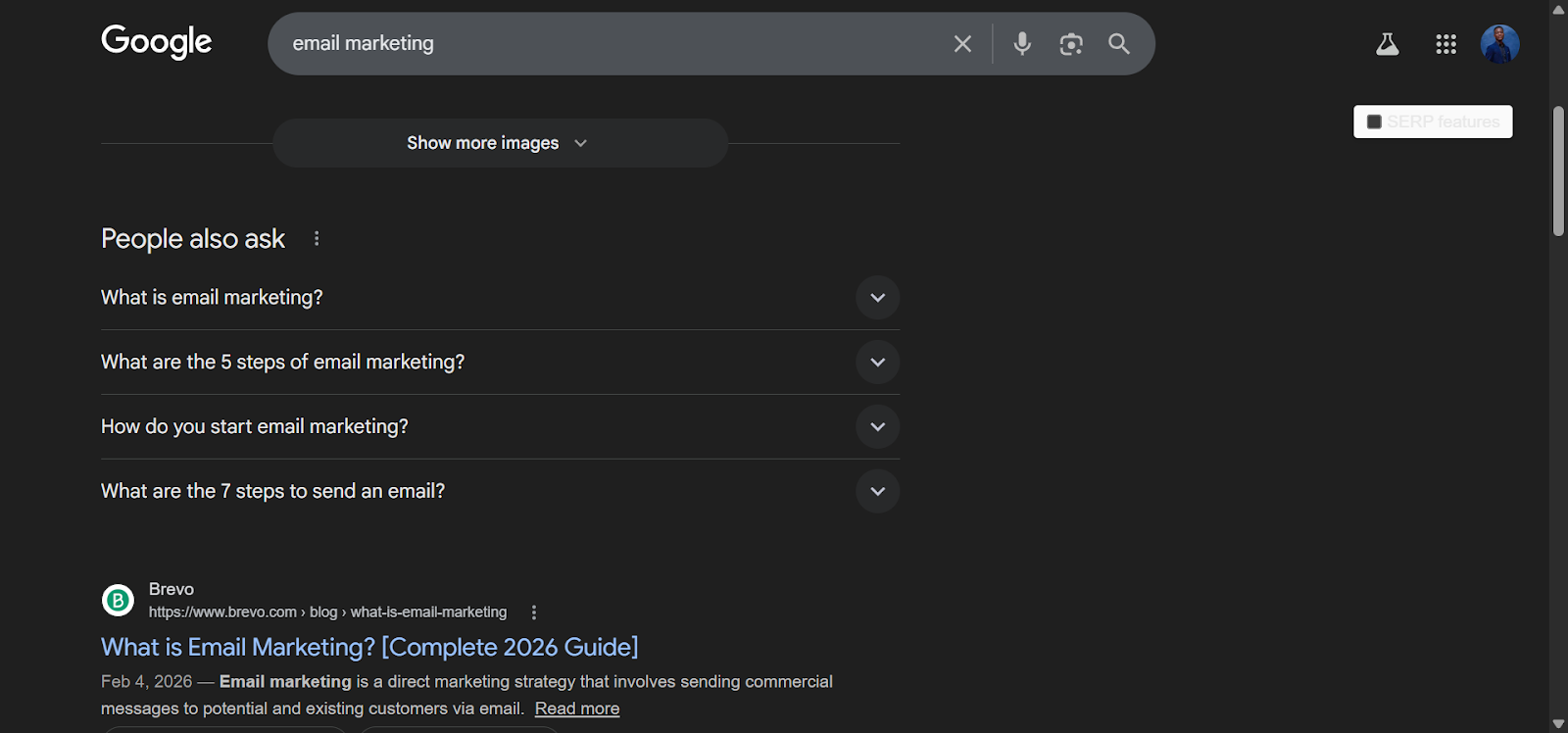 [Screenshot: Google SERP showing &ldquo;People Also Ask&rdquo; box expanded with several questions, and &ldquo;Related searches&rdquo; section at the bottom of the page]