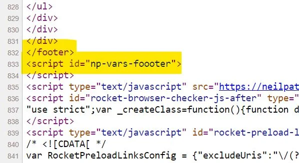 [Screenshot: View Rendered Source showing a side-by-side diff between raw HTML and rendered DOM, with JavaScript-modified elements highlighted]