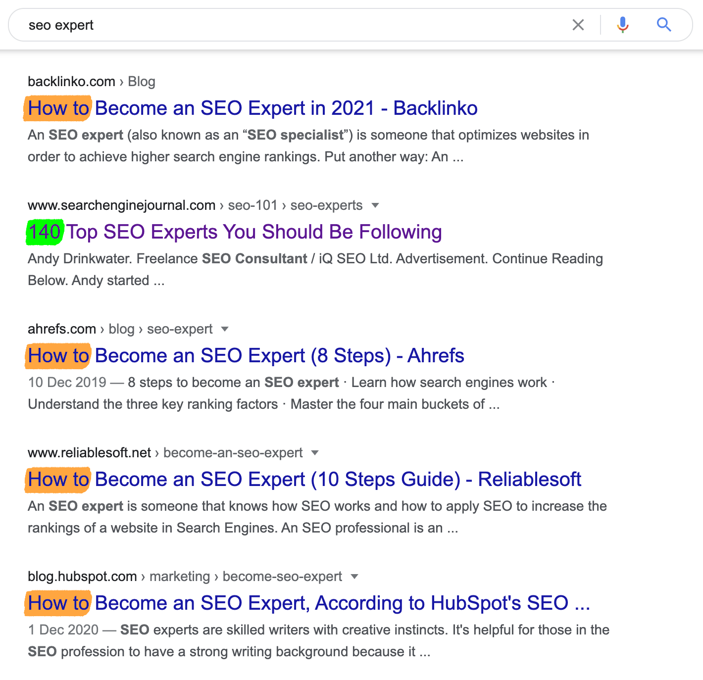 [Screenshot description: Example of a list post with numbered subheadings from a well-known blog like Backlinko or HubSpot]